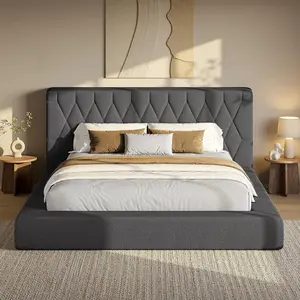 ADORNEVE Upholstered Cloud Bed Frame King with 5.9" Headboard, 4.9" Fully Cushioned Platform Bed, Soft Rounded Corners & Noise-Free for Master Bedroom/Guest Room,15-Min Easy Assembly