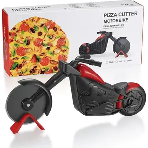 Novelty Motorcycle-shaped Two Wheel Stainless Steel Pizza Cutter Non-stick Coating Cutting Slicer Kitchen Gadget Accessories