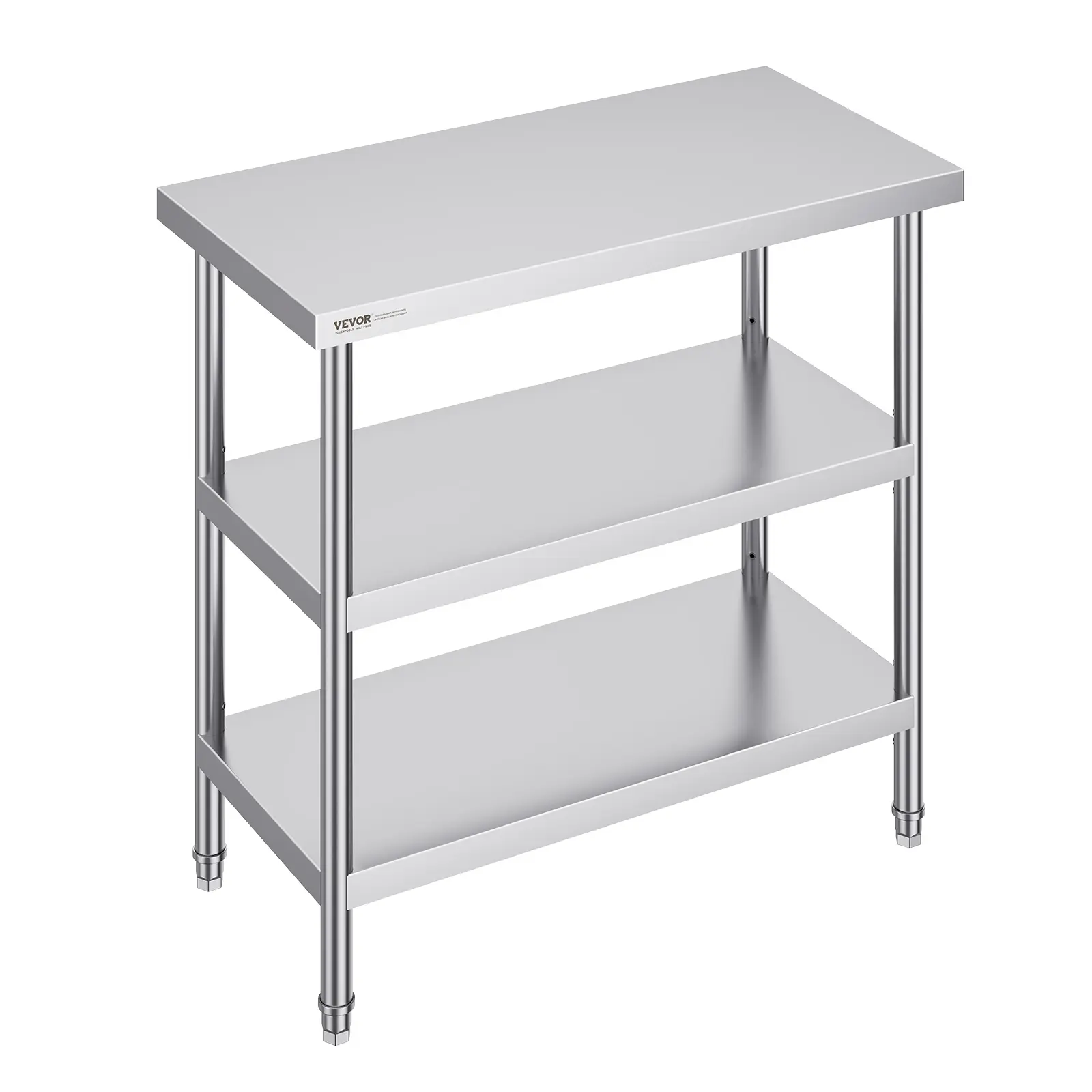 【Summerfinds】VEVOR Stainless Steel Food Prep Table 18 x 36 x 34 Inch Commercial Kitchen Worktablewith 2 Adjustable UndershelfHeavy Duty Prep Table Metal Work Table for BBQKitchenHomeand Garage