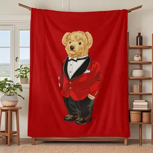 Cute Bear Blanket, Soft Knitted Fabric, Multi-Size Warm Blanket, Home Decor, Comfortable Fashion Design, All Seasons Use, Holiday Gift