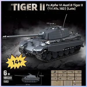 WW2 Military The King Tiger Heavy Tank 2 Sd.Kfz.182 World War II Building Blocks Black Tiger Tracked Armored Car Boy Toy Bricks Building Block Sets