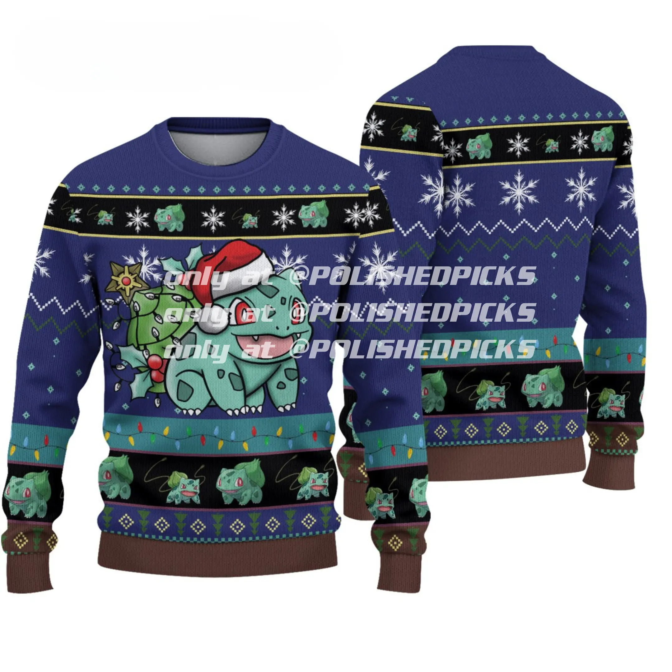 [Arrive after Christmas] Bul3asaur Giftsmerch Frog Custom Sweater Christmas Jumper 3D Sweater Christmas ugly sweater, Funny Shirt For Pkm Fans