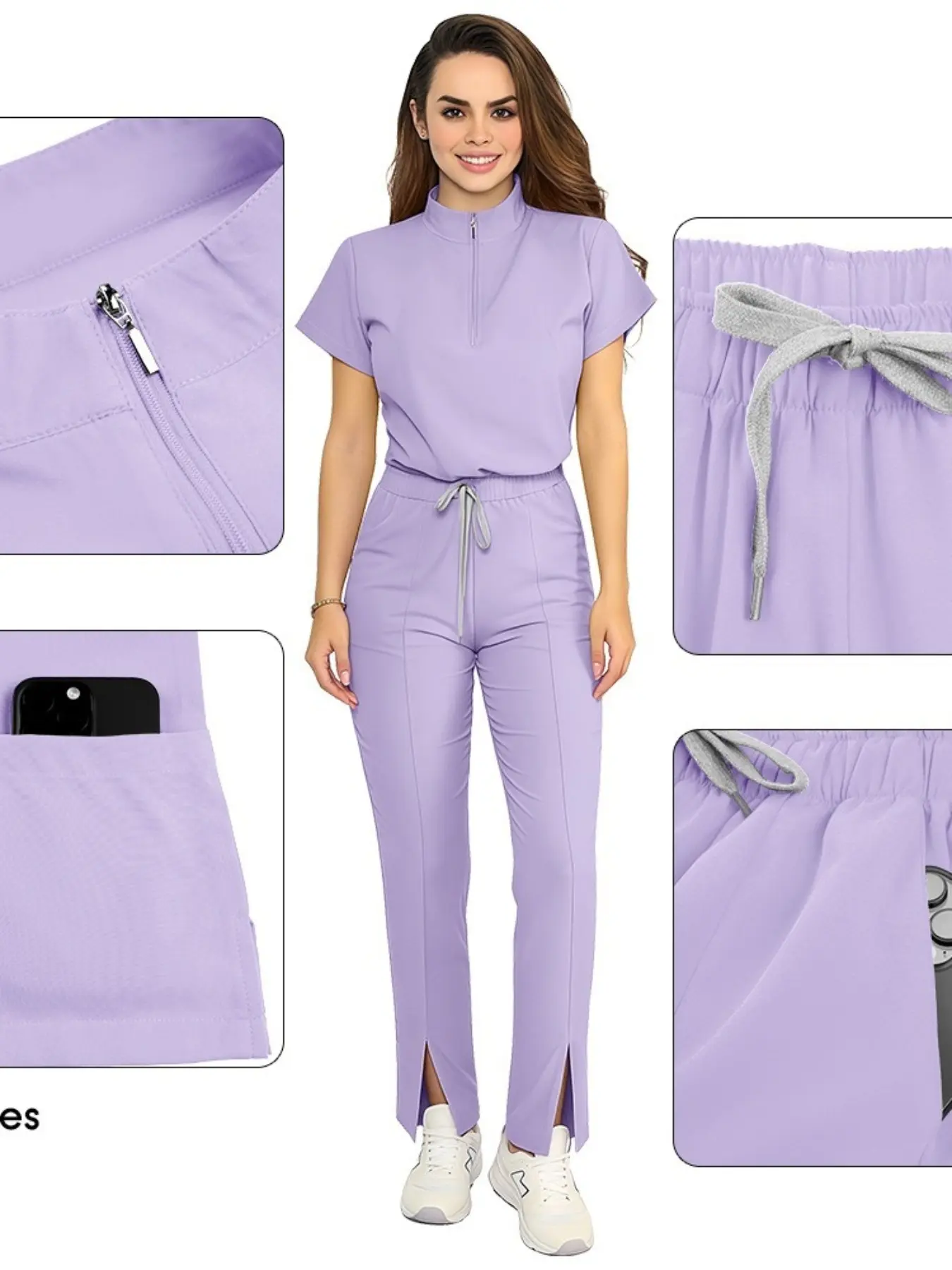 Unisex Short Sleeve Casual Plain Scrubs Set, Medical Workwear Uniforms for Doctor Surgeon Dentist Hospital