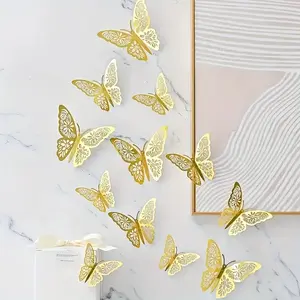 24pcs 3D Butterfly Decorative Paper, Easy Tear-Off, Birthday Wedding Outdoor Activities Removable, Matte Finish with Crystal Accents, Party Decoration Supplies