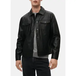 Mens Charcoal Black Biker Leather Jacket