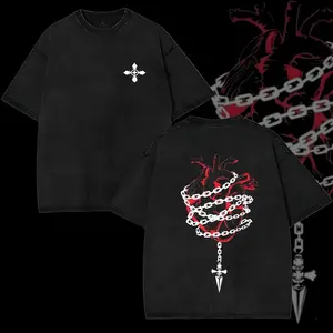 Retro Heavy Limited Kurapika Hunter x Hunter Anime Double Printed Vintage Washed Tee Unisex Oversize Manga Washed Heavyweight Cotton T-shirt, Gift For Kurapika Fan