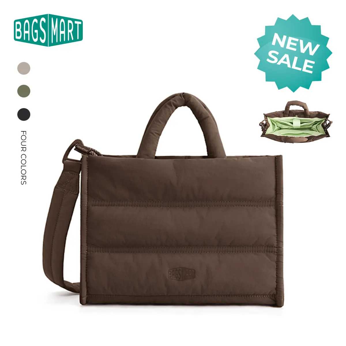 【New In】BAGSMART  TRINI Series Fashion Tote Bag | Daily Commute & Outdoor Use, 100% Nylon, 3-Level Water Repellent, Hand & Shoulder Carry