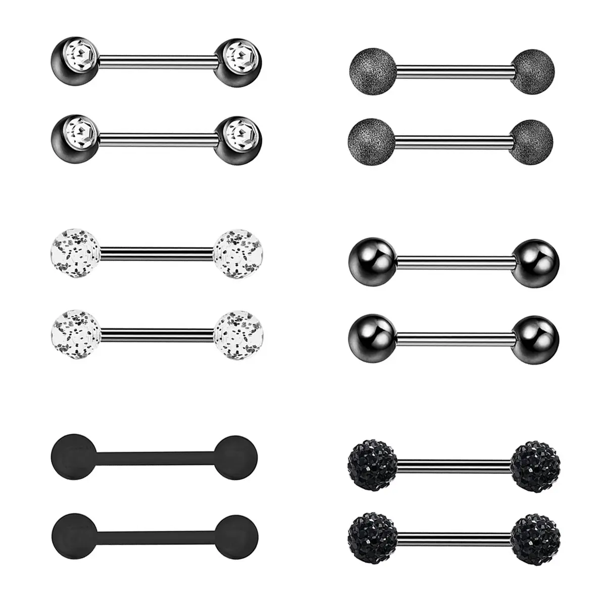OIDEA Body Jewelry 12-Piece Set, 316L Stainless Steel Cubic Zirconia Barbells for Multiple Piercings, Versatile Starter Kit, Stylish Accessories, Eyebrow Piercing Jewelry, Stainless Steel Piercing Jewelry