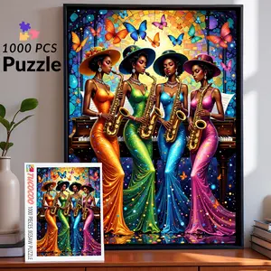 Colorful Jazz Saxophone Ladies 1000 Pieces Jigsaw Puzzle Relaxing Family Game for Brain Exercise Stress Relief Artistic Music Theme Challenging Adult Puzzle Elegant Wall Décor Thoughtful Gift for Friends and Seniors 27.5x20inch 70x50cm Jigsaw Puzzle