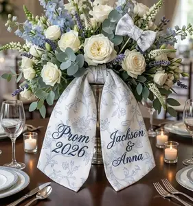 Prom Bouquet Sash, Custom Flower Bouquet Ribbon, Monogram Bouquet Wrap, Wedding Bouquet Ribbon, Embroidered Keepsake Gift, Homecoming Gift