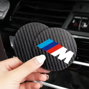 For BMW M 2Pcs Car Coaster Water Cup Bottle Holder Anti-slip Pad Mat Silica Gel Bottle Holder Pad Car Accessories Car Auto Accessory