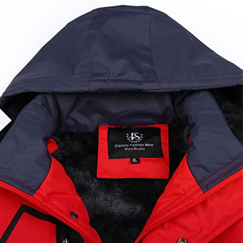 Men's Winter Windproof Waterproof Snow-Fleece Hoodie – Thick, Warm Cold-Weather Jacket; Features a Removable Hood & Zippered Front Closure; Perfect for Outdoor Sports, Hiking & Everyday Commuting; A Versatile Must-Have Piece for Men's Wardrobes