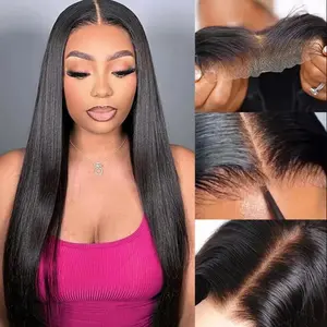 Bling Hair 6x4 7x5 9x6 Glueless Wig Bone Straight Lace Closure Wig Human Hair Wigs Preplucked Hairline Straight Closure Wig