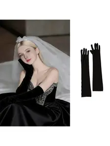 Elegant Satin Wedding Bridal Gloves, Long Stretchy Mittens, Vintage 1920s Party Cosplay Accessories, Princess Costume Accessory