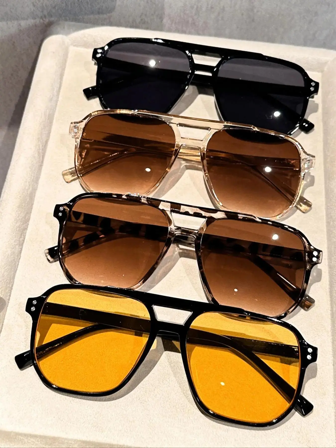 4-Pack Unisex Vintage Aviator Sunglasses Set, Trendy Retro Fashion Outdoor Sports Shades, Stylish UV Protection Eyewear for Men Women, Daily Wear, Travel, Driving & Streetwear Looks