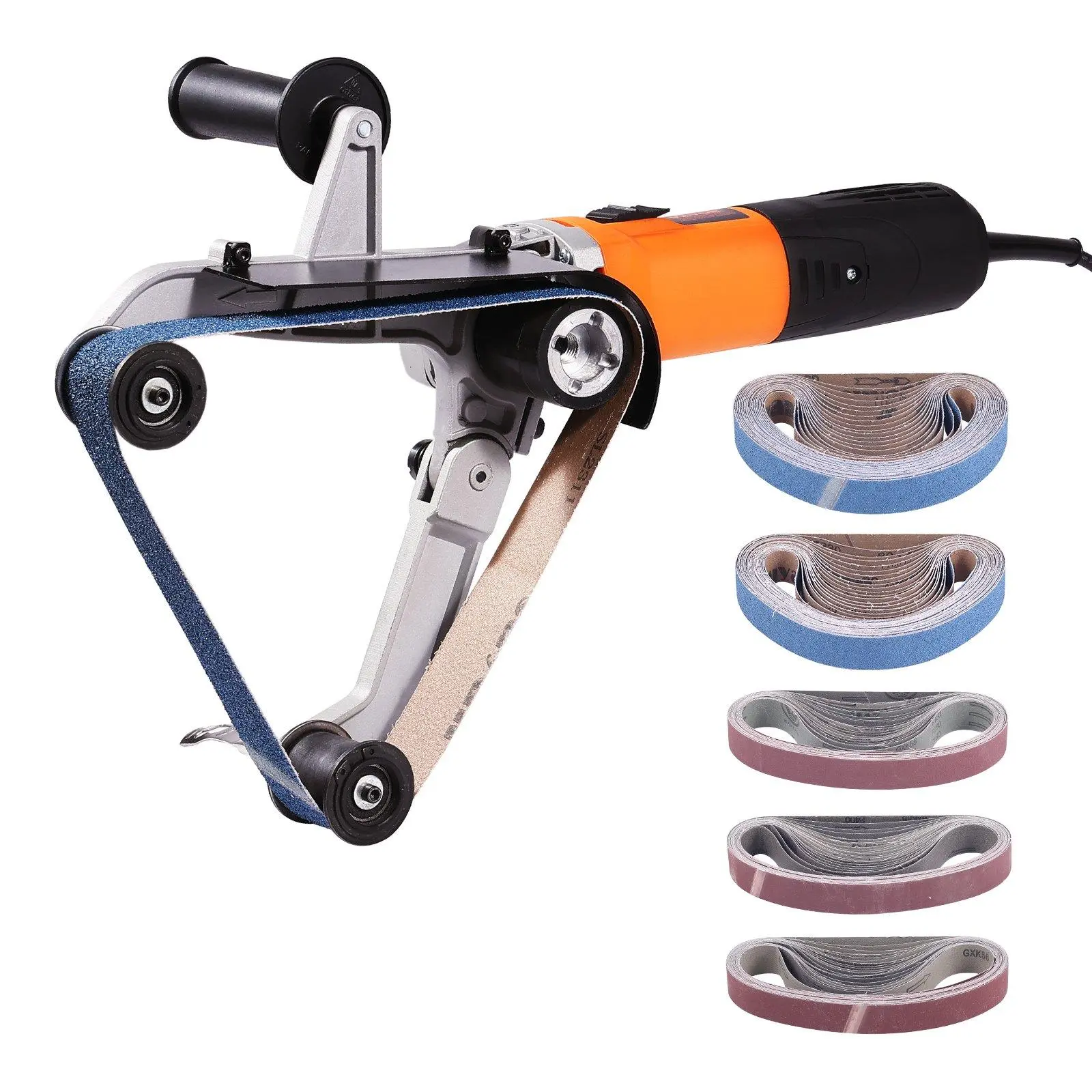 【summerfinds】VEVOR Pipe Tube Polisher Sander, 1000W Pipe Belt Sander with 6 Variable Speeds 1100-3200rpm, Professional Belt Sander Grinding Machine with 100PCS Sanding Belts for Burnishing Finishing Rust Removal
