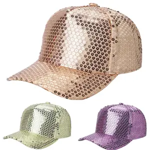 Unisex Polyester Sequin Baseball Caps, Adjustable Snapback Closure for Secure Customizable Fit, Ideal for Promotional Events & Fashion Forward Collections, Unisex Names