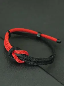 Handmade Infinity Knot Bracelet for Men, Dual Color Ribbed Design Adjustable Wristband Jewelry, Simple Style Accessory for Daily Wear, Adjustable Slider Bracelets, Adjustable Strap Bracelets