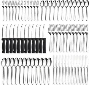 72-Pieces Silverware Sets for 12, Flatware Set with Steak Knives, Stainless Steel Cutlery Set Include Forks Spoons and Knives Utensil Sets Tableware 1