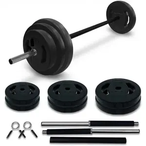 40 lbs Adjustable Weight Barbell Set, PU-Coated Free Weights Equipped with 2 Bars and Lock Collars. Multi-functional Workout Weights for Home Gym Strength Training and Cardio Exercises, Convertible Dumbbells Suitable for Both Men and Women