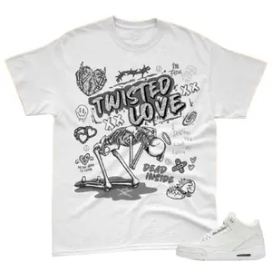 3 Pure Money Graphic T-shirt, Twisted Love Tee Shirt Match 3 Pure Money Silver Grey White Sneaker, Everyday Wear, No Fuss Style