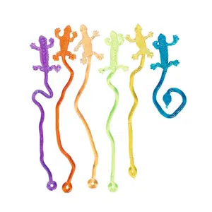 2" Bulk 72 Pc. Blue Vinyl Sticky Lizard Toys with String Tails