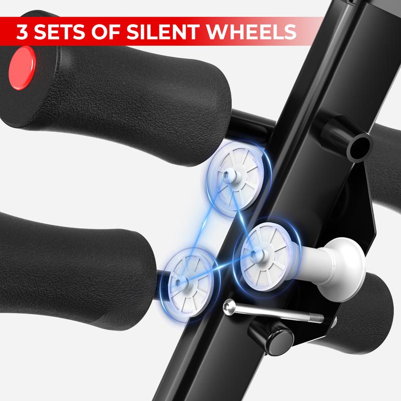 RELIFESPORTS Foldable Height-Adjustable Ab Machine, LCD Monitor Ab Trainer, Full-Body Core Workout Fitness Equipment Home Gym Abdominal Training Board