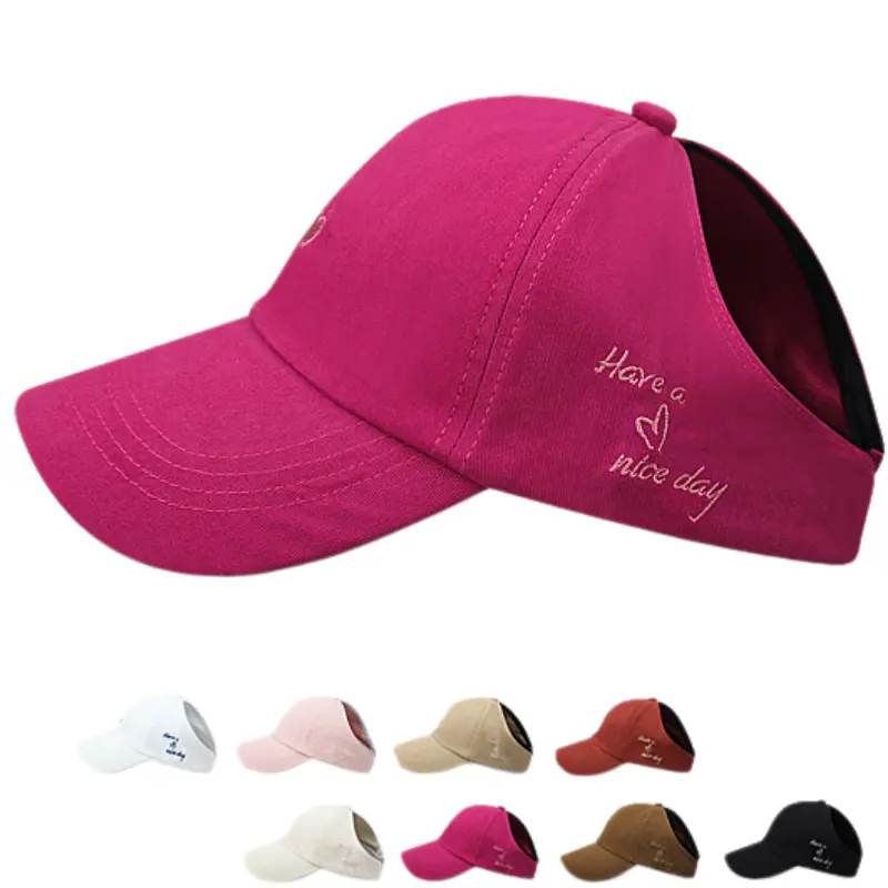 Women's Sports & Outdoor Hat with Embroidery - Breathable Visor Cap with Open-Back for an Active Lifestyle, Active Lifestyle Sports & Outdoor Hats, Cotton, Hiking, Sporty Chic