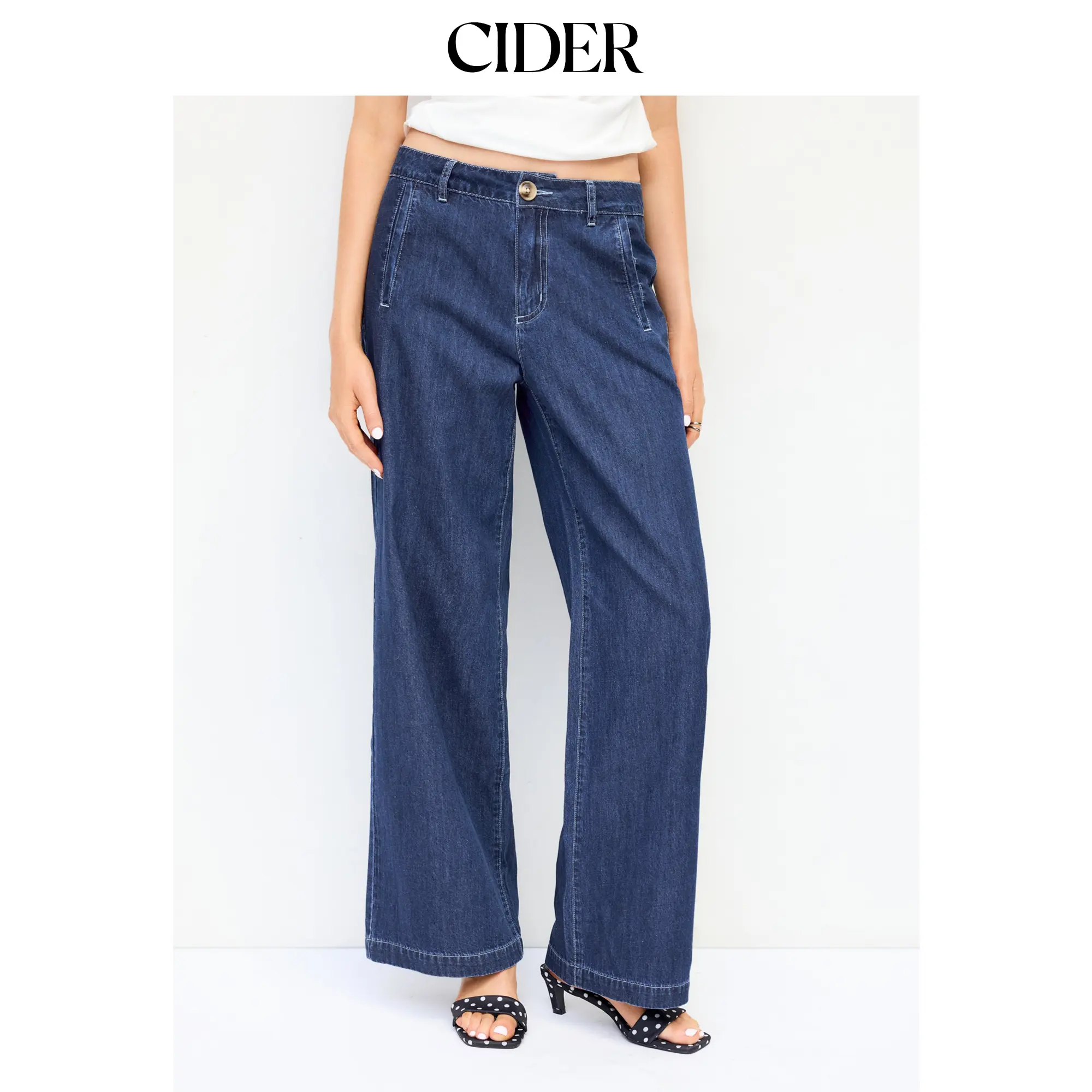 Cider Denim Mid Rise Straight Leg Jeans
