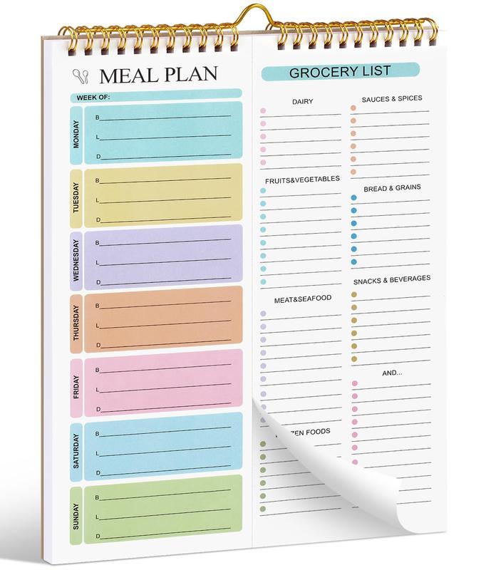 Weekly Meal Planner with Grocery List, Magnetic Fridge Planner, 50 Tear-Off Sheets, 5.83 x 8.54 Inch Meal Prep Pad, Wall-Mountable Kitchen Planner with To-Do List and Daily Schedule
