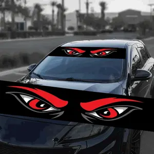 A black car sunshade front block sticker, angry eye pattern car windshield decal, suitable for car SUV truck, vehicle outdoor decorative accessories, Sticker Decals