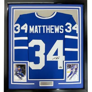 No Framed Facsimile Autographed Auston Matthews  Toronto Blue Reprint Laser Auto Hockey Jersey