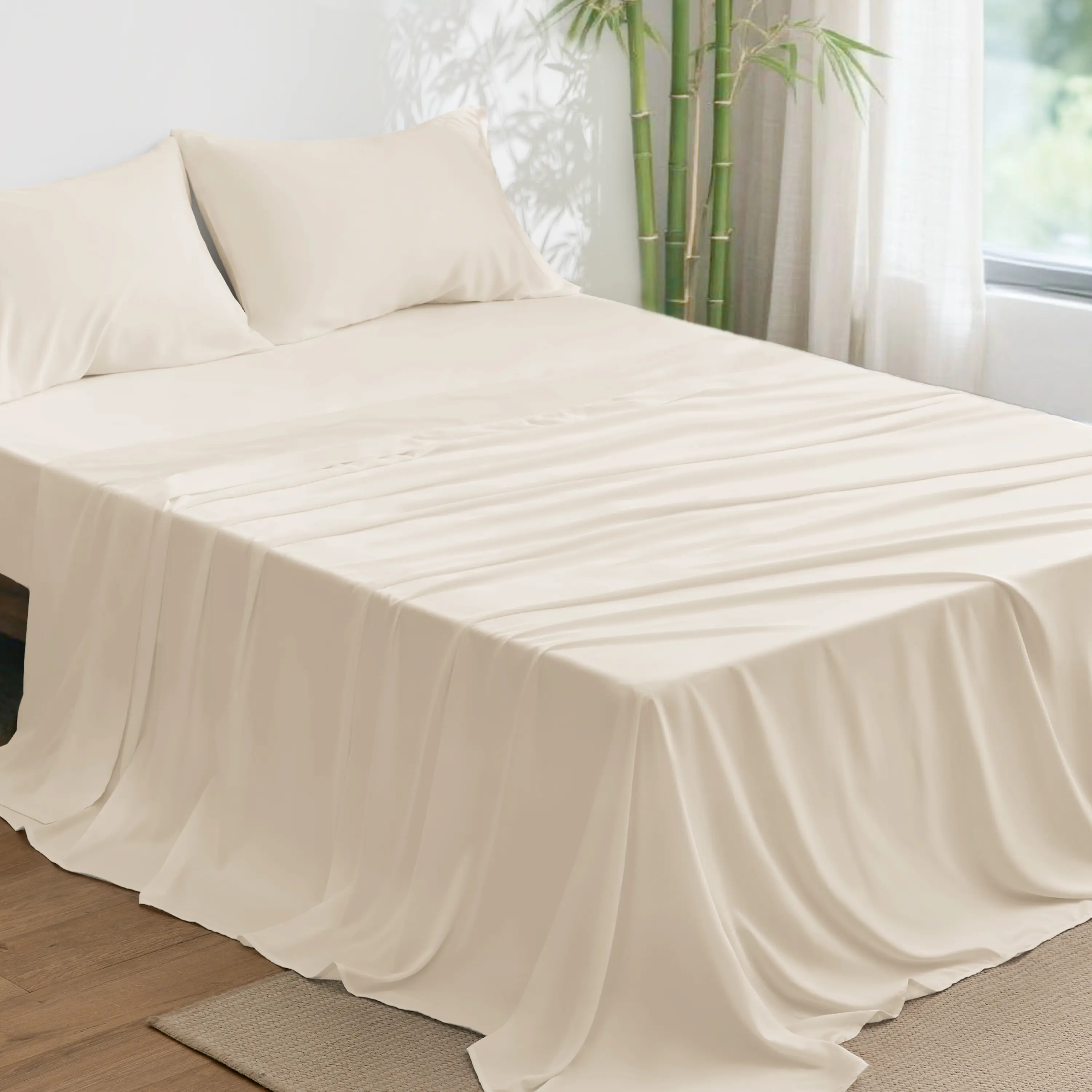 100% Rayon Derived from Bamboo Sheet Set, Cooling Bedding, 16" Deep Fit, Silky Soft Hotel Luxury Bedding, Breathable, Body Heat Balancing for Hot Sleepers sohochic