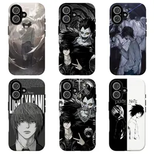 FL- Death N0te Light Yagami & L Phone Case ,  Black and White Gothic Anime Protective Phone Case For iPhone 11 12 13 14 15 16 17 Air Pro Max for Samsung S26 S25 S24 S23 S22 S21 Case,Gift for her/him