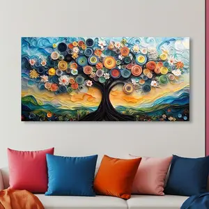Modern Abstract Tree Canvas Wall Art - Vibrant landscape painting printed with high quality ink on canvas, perfect for living room, bedroom, office or kitchen decor, bedroom |   Vibrant canvas print |   Framed wall decor.