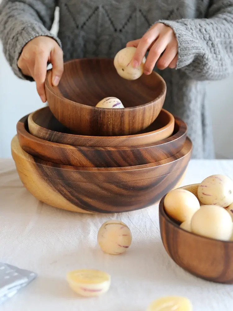 Acacia Wooden Bowl for Serving Tea and Coffee