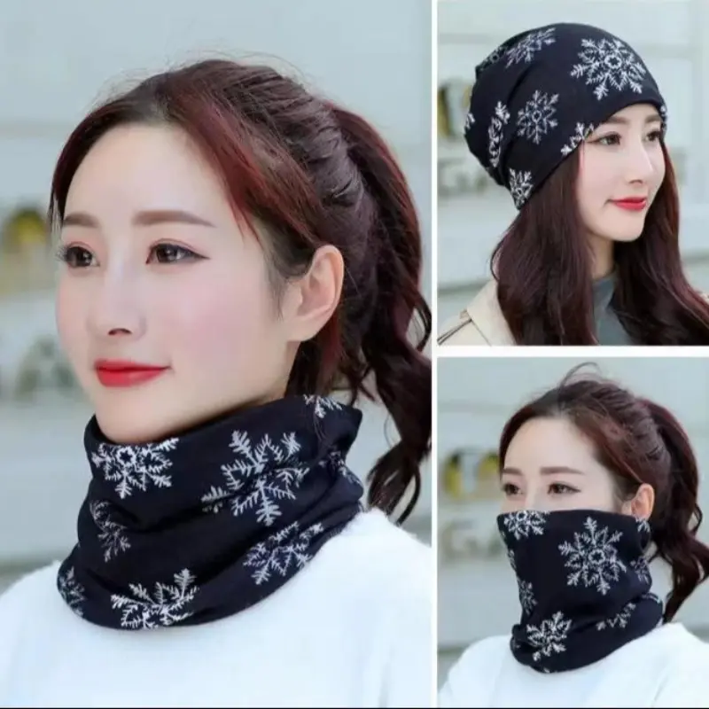 Unisex Multifunctional Neck Gaiter Scarf Hat, Winter Warm Knitted Wool Blend, Versatile Head Wrap Cap, Cold Weather Protection