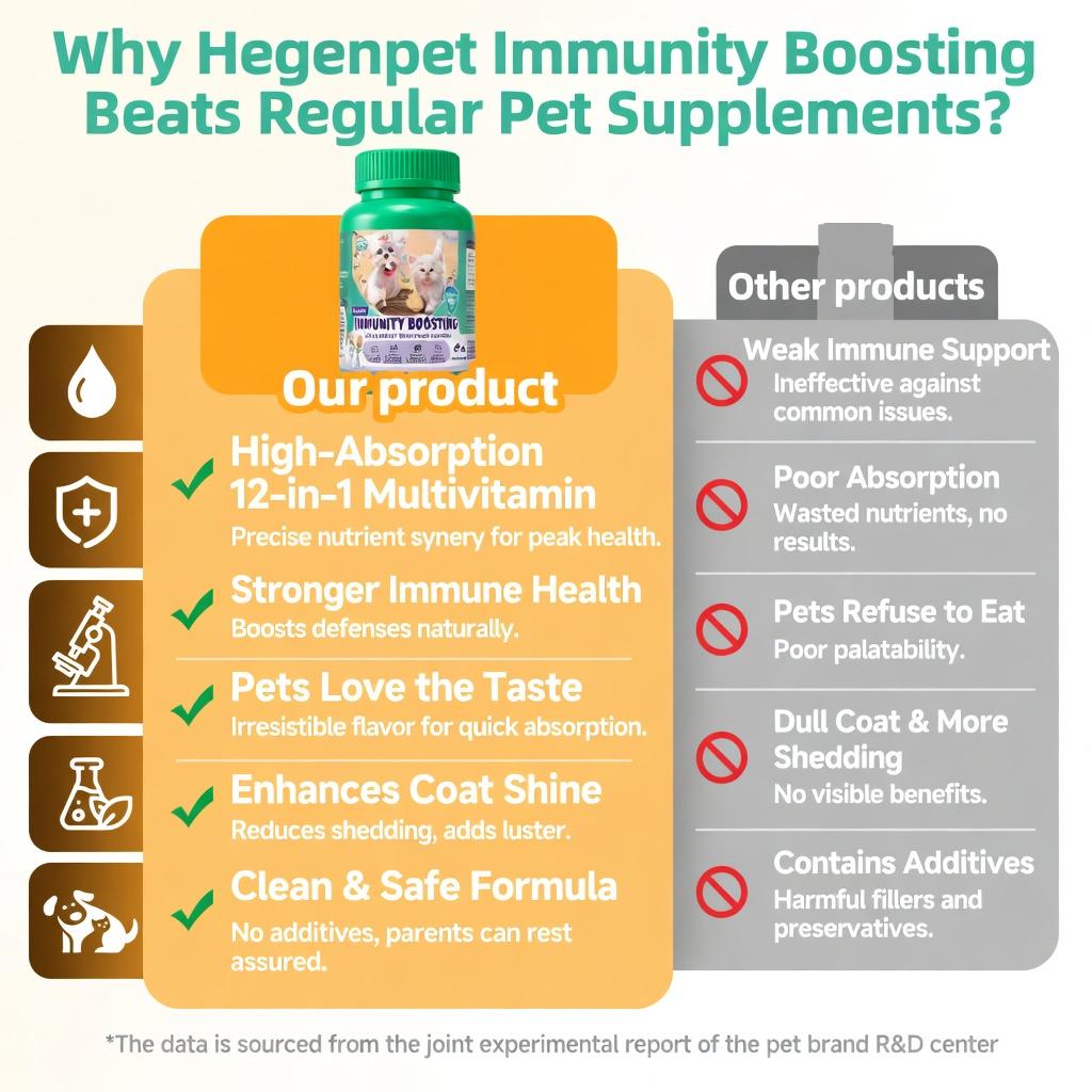 12-in-1 Immunity Boosting for Dogs & Cats – Stronger Immune System, Shiny Coat & Better Appetite | Hegenpet