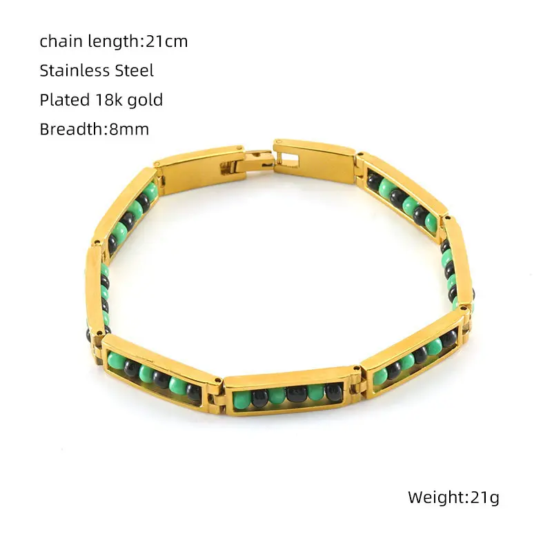 Gold Bracelet   Black+Green