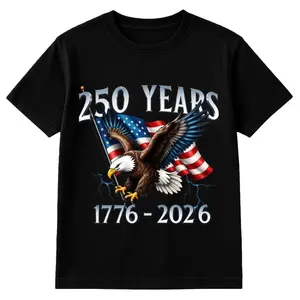American Eagle Independence Day 250 Years 1776 2026 T-Shirt White Patriotic Flag And Bird Design For Celebrations And National Events Womenswear Cotton Top