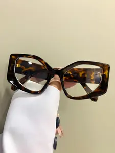 Unisex Simple Style Plain Color/Leopard pattern Eyeglasses, Trendy Casual Cat Eye Frame Eyeglasses for Everyday Use, Fashion Accessories for Outdoor Activities, Stylish Eyeglass, Classic Fashion Glasses