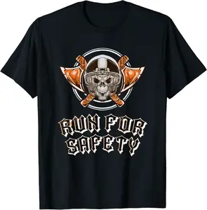 Run For Safety - Scary Skeleton Football Helmet with Axes T-Shirt - Dayahcolber Shop 37B09GWB29RP