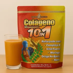 Colágeno Vitaminado 10-in-1 Powder - Fortified with Vitamin B Complex, Moringa, Iron & Natural Fiber - Supports Joints, Skin, and Vitality – 450g (1 lb) Collagen Premium Quality Supplement for Dietary Beauty and Healthcare Support Edible