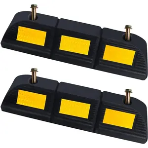 Parking Stopper 2 Pack for Garage Parking Aid, Car Truck Curb Floor Parking Lot Wheel Tire Stop Bumpers with Bolt Installation, Rubber Vehicle Aid Gadgets
