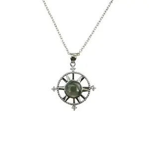 Focus Star Compass – Green Moss Agate Spinning Pendant Necklace lovers