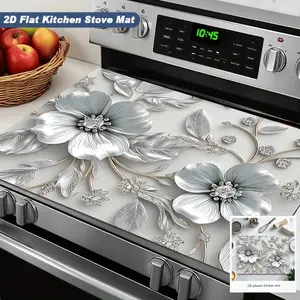 Elegant Floral Alga Mud Oven Mat, Kitchen Heat Resistant Pad, Absorbent Non-Slip Surface Protector, Modern Design for Home Decor