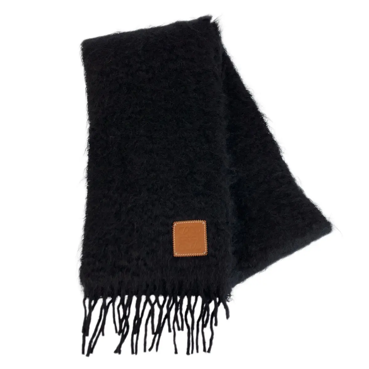 Pre-owned Loewe Wool Small Leather Goods Anagram Mohair Scarf