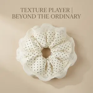 Scrunchies Oversized Lace Polka Dot Scrunchies for Women - Face Slimming French Hair Tie