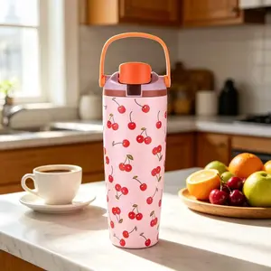 Owala 30 oz Pink Cherry Stainless Steel Water Bottle – Wild Heart Edition, Summer 2026, Flip-Top Straw Lid, Everyday Use Cup, Washable, Reusable Water Bottle
