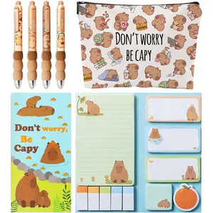 School Supplies for Girls, Cute Capybara Stationery Set with Pencil Case, Pens & Sticky Notes Set, Capybara Gifts Party Favor for Girls Stationery School Office Supplies (Capibara)